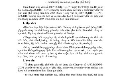 Hướng dẫn tổ chức dạy học 2 buổi/ ngày đối với giáo dục phổ thông năm học 2025 – 2026