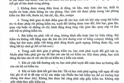 NỘI QUY HỌC SINH TRONG PHÒNG KIỂM TRA